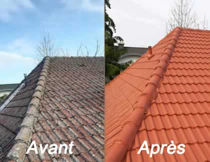Nettoyage de toiture avant et après